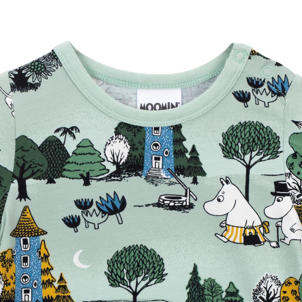Moomin Baby Bodysuit - Moonlit Night Green - 3