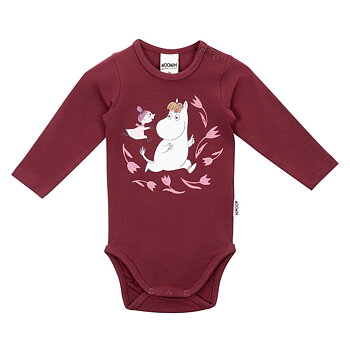Moomin Baby Bodysuit - Flower Print Burgundy