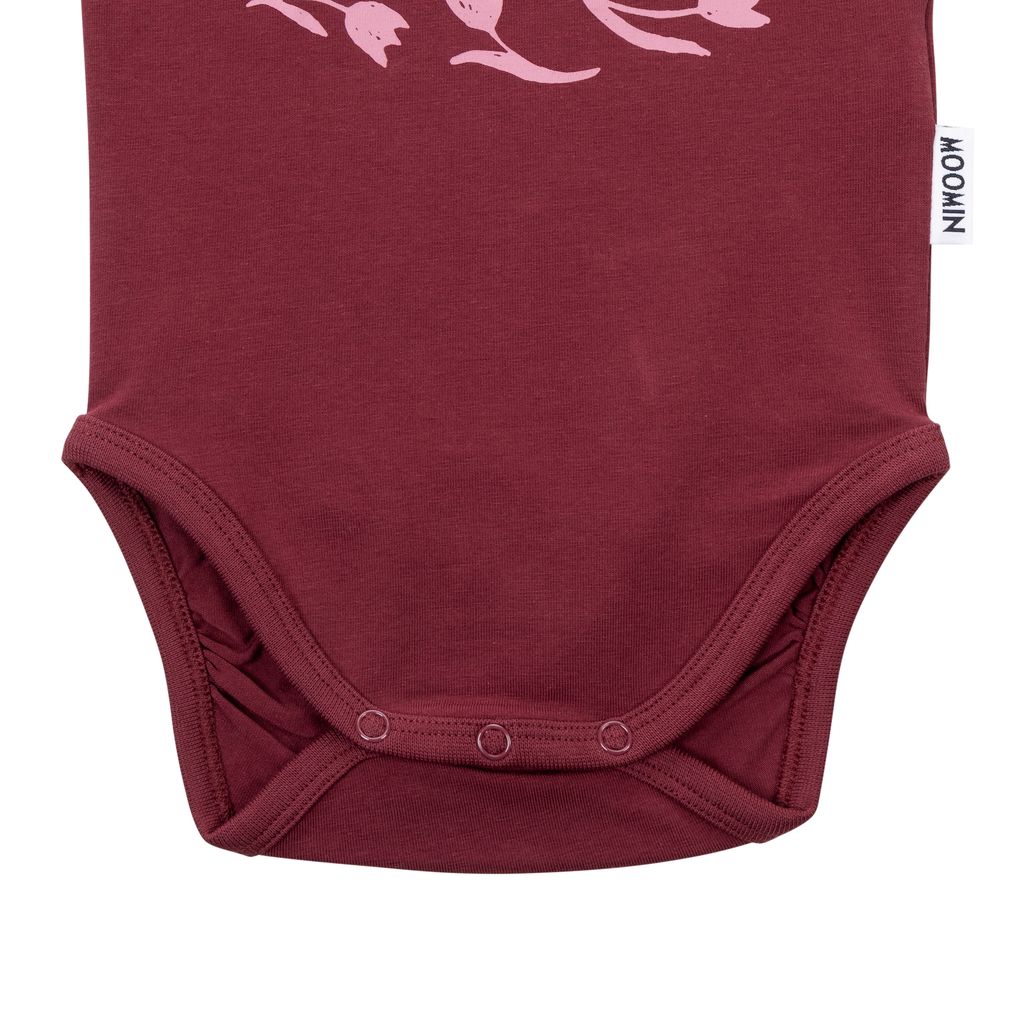 Moomin Baby Bodysuit - Flower Print Burgundy - 2