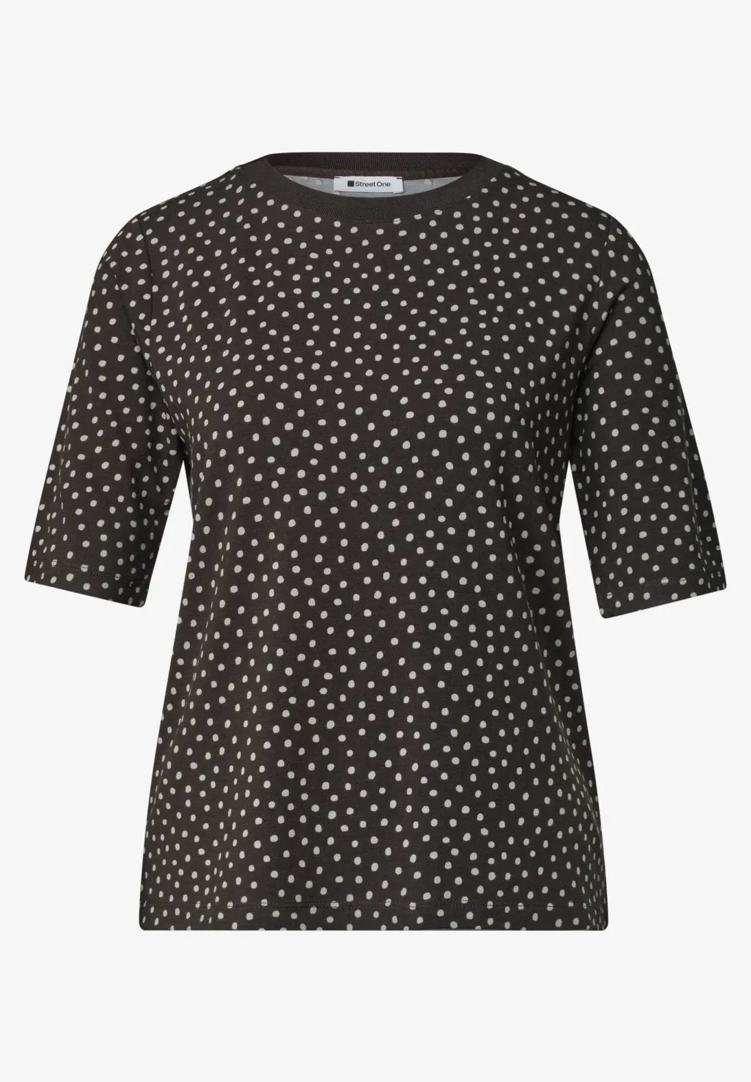 LTD QR Printed Shirt With Rib - Black Coffee - Street One - 4