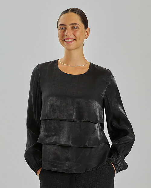Blus Talia med volanger svart