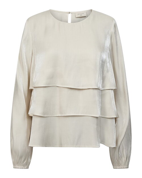 Blus Talia med volanger ljusbeige