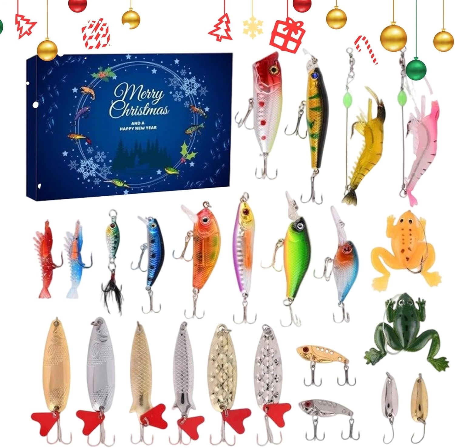 Fiskekalender 2026, 24-dagars nedräkningskalender med fiskedrag, fiskebete-adventskalender, fisketillbehörsset, nedräkningskalender för vuxna, pojkar - 7