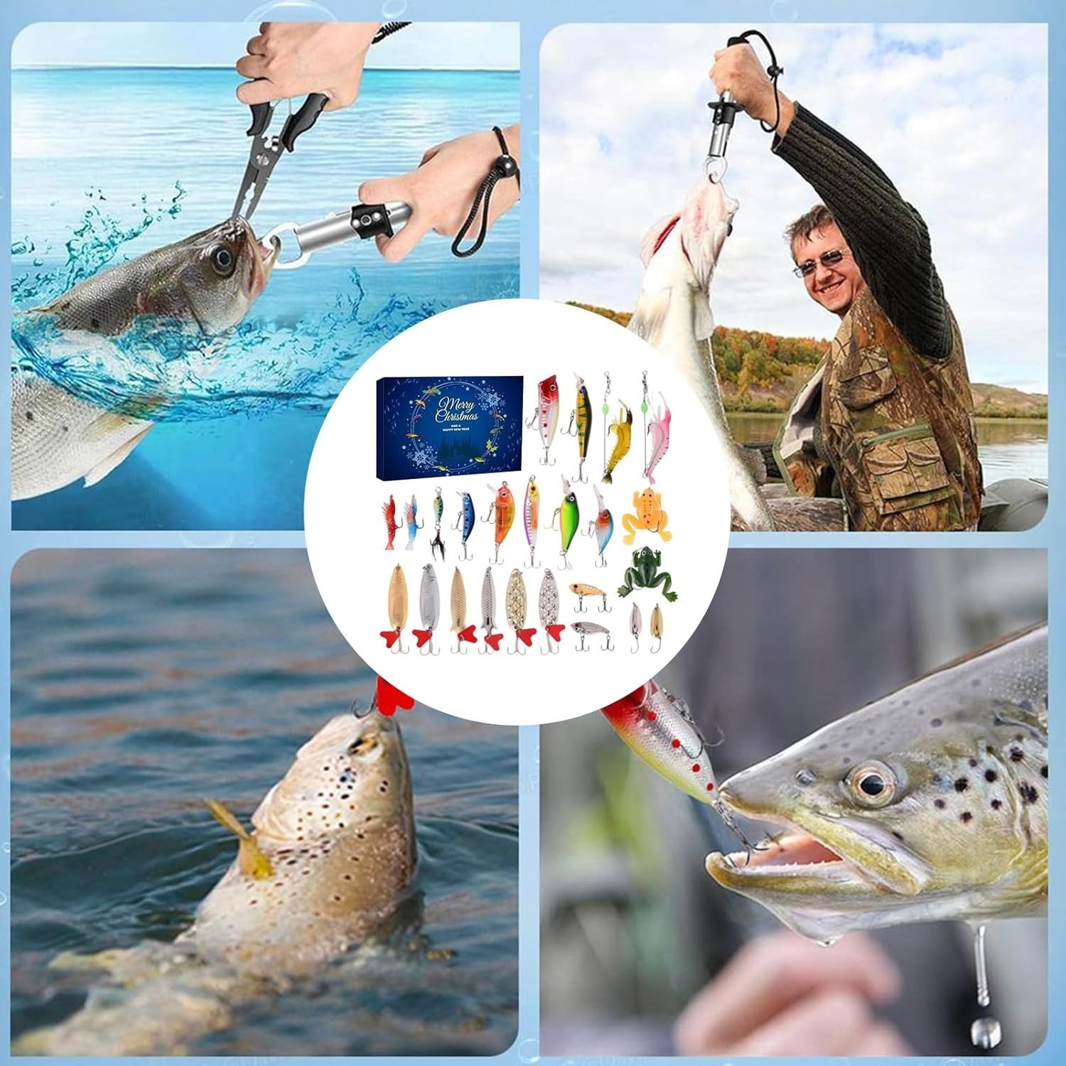 Fiskekalender 2026, 24-dagars nedräkningskalender med fiskedrag, fiskebete-adventskalender, fisketillbehörsset, nedräkningskalender för vuxna, pojkar - 9