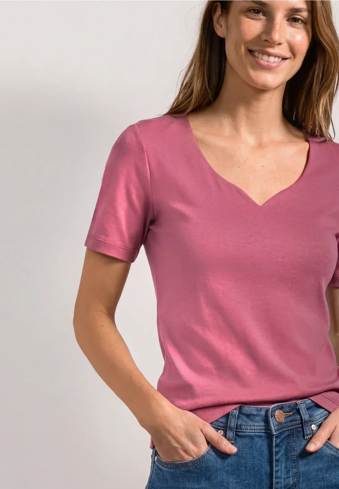 QR Heart Neck Ada 1/2 Sleeve - Blush Berry - Street One