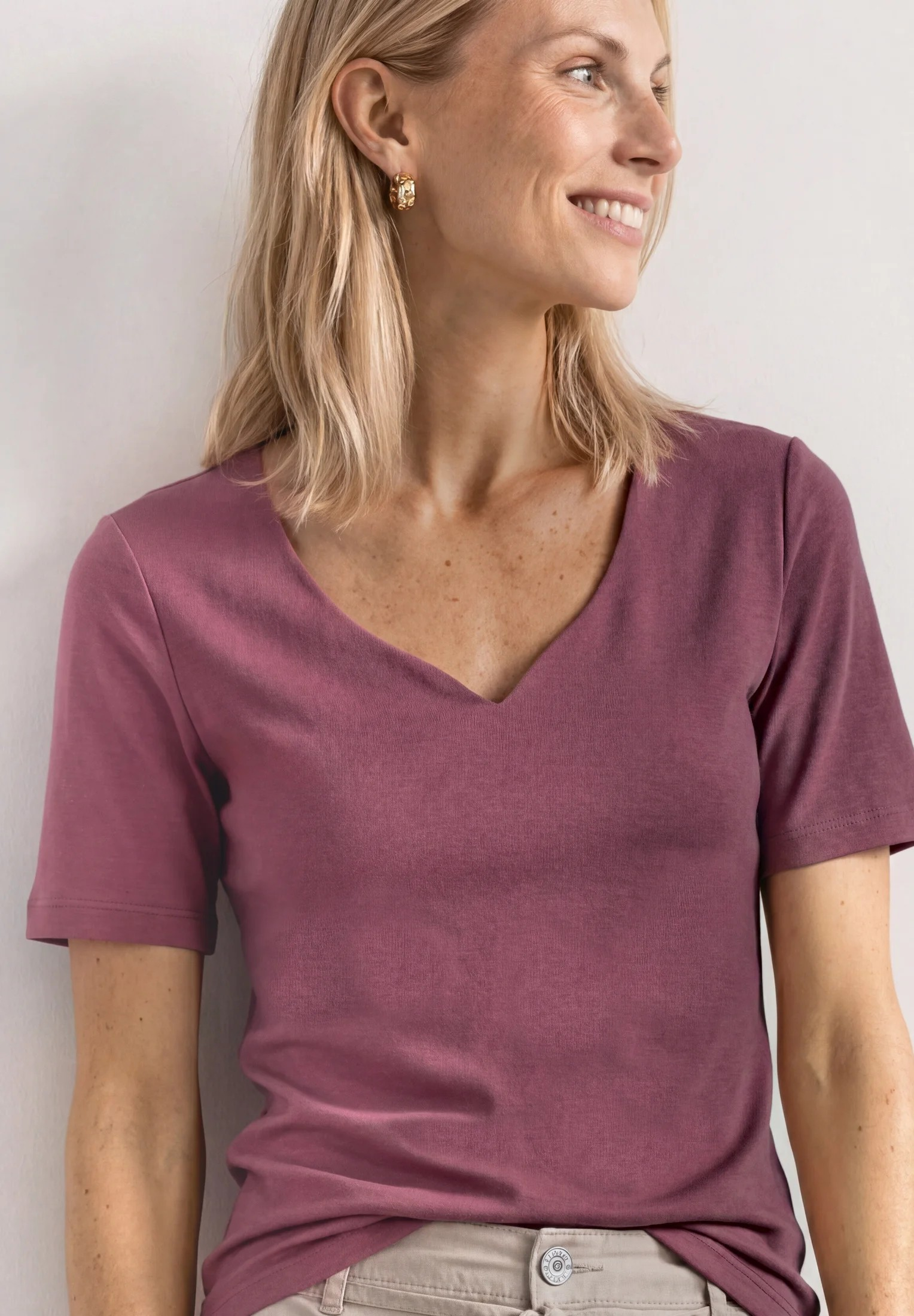 QR Heart Neck Ada 1/2 Sleeve - Dark Clouded Blush - Street One