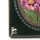 Aimo Nietosvuori (1970s) Rectangular Wall Plaque with Pink Flower Motif 16 cm #841  [Sample Images]