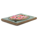 Aimo Nietosvuori (1970s) Rectangular Wall Plaque with Pink Flower Motif 16 cm #841  [Sample Images]