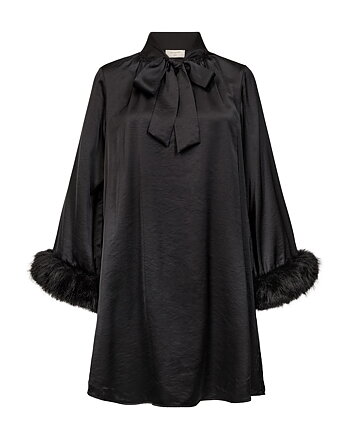 Dove dress fur cuff - black