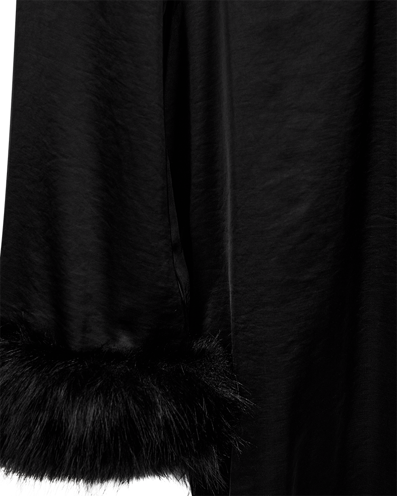 Dove dress fur cuff - black - 3