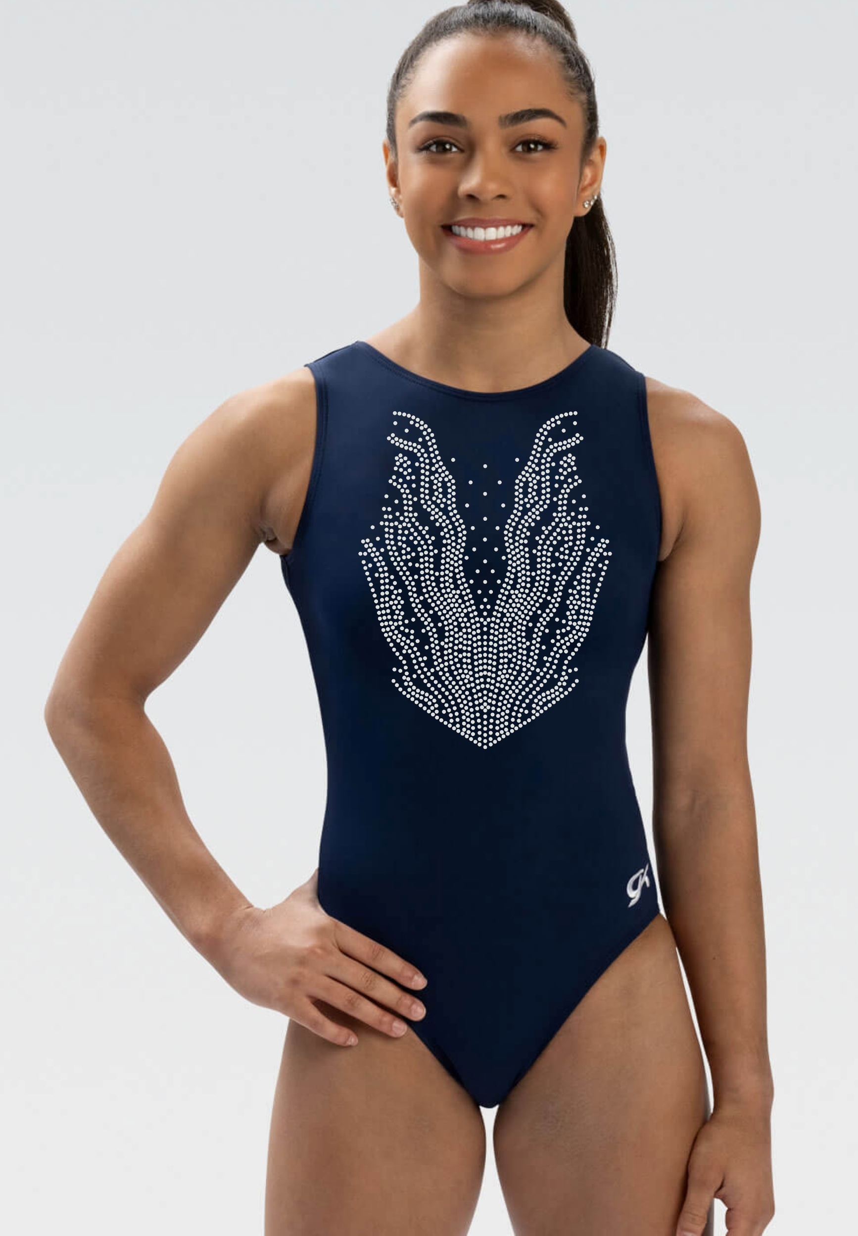 Tränings-/tävlingsdräkt för IK Ymer, marinblå dräkt i mjuk Softlux med rhinestones