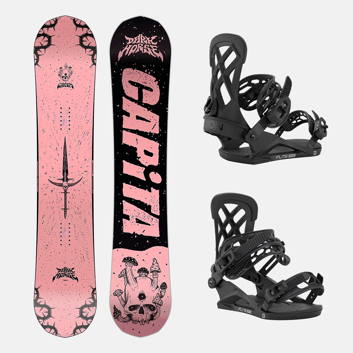 Capita x Union Snowboard Set - Dark Horse 154 + Flite Pro Black M