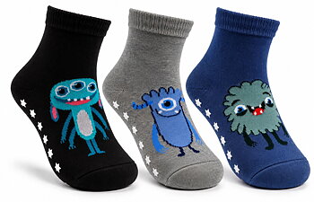 3-Pack Wiges Antihalkstrumpor Monster