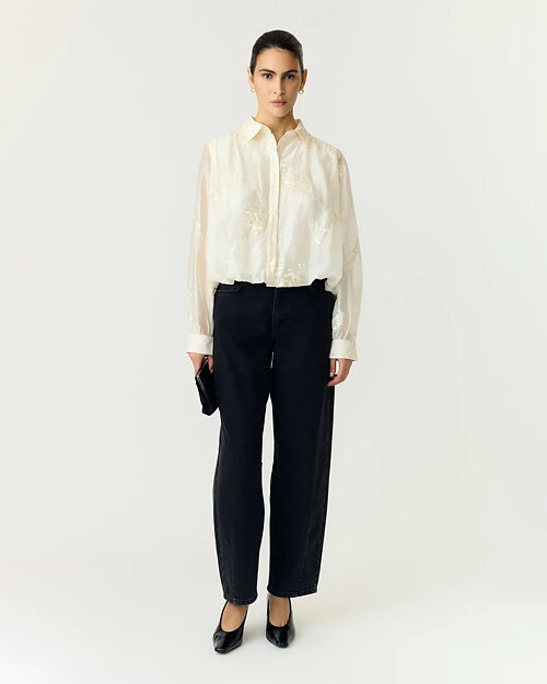 Blus Mila show brodyr guldbeige - 3
