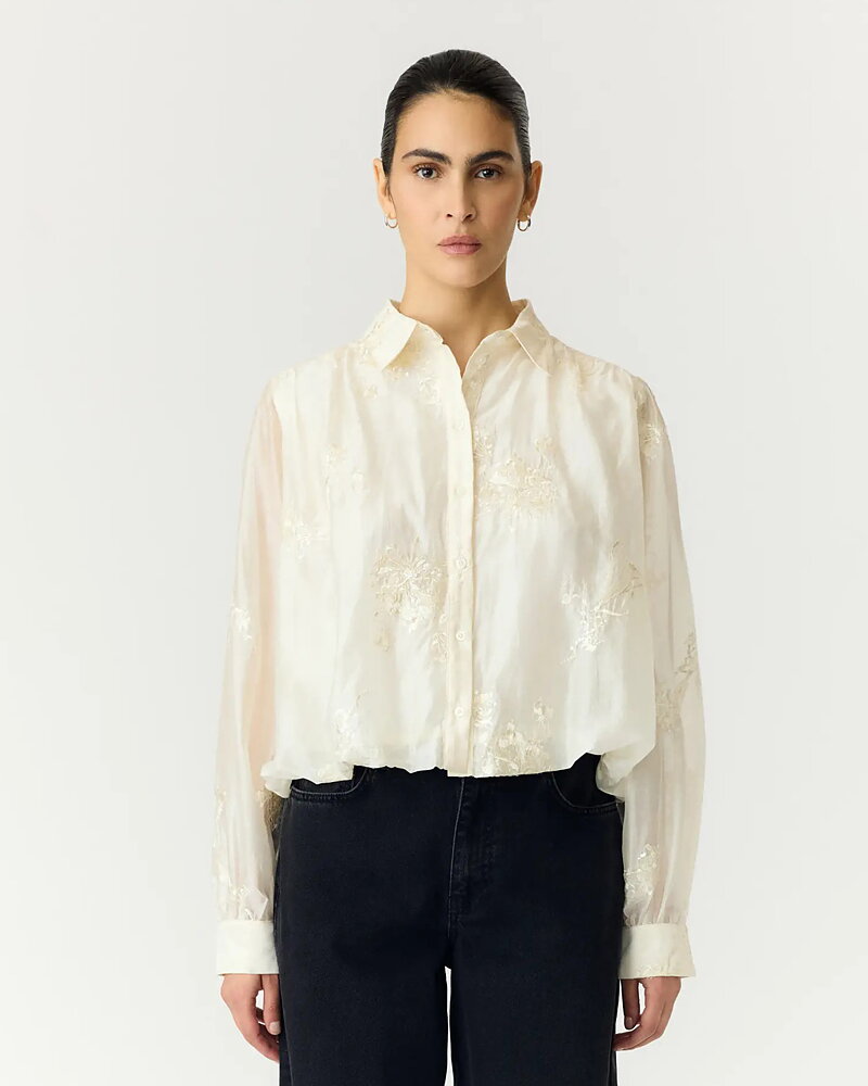 Blus Mila show brodyr guldbeige