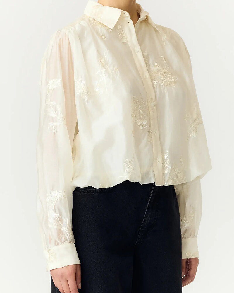 Blus Mila show brodyr guldbeige