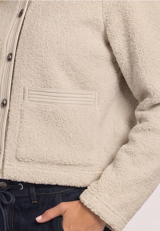 Beige Teddyjacka med fina detaljer Clay Sand - 3