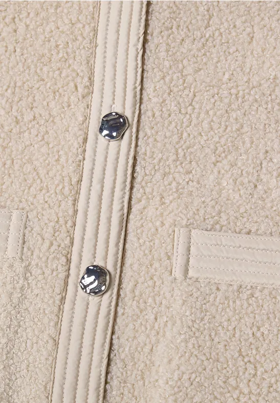Beige Teddyjacka med fina detaljer Clay Sand - 6