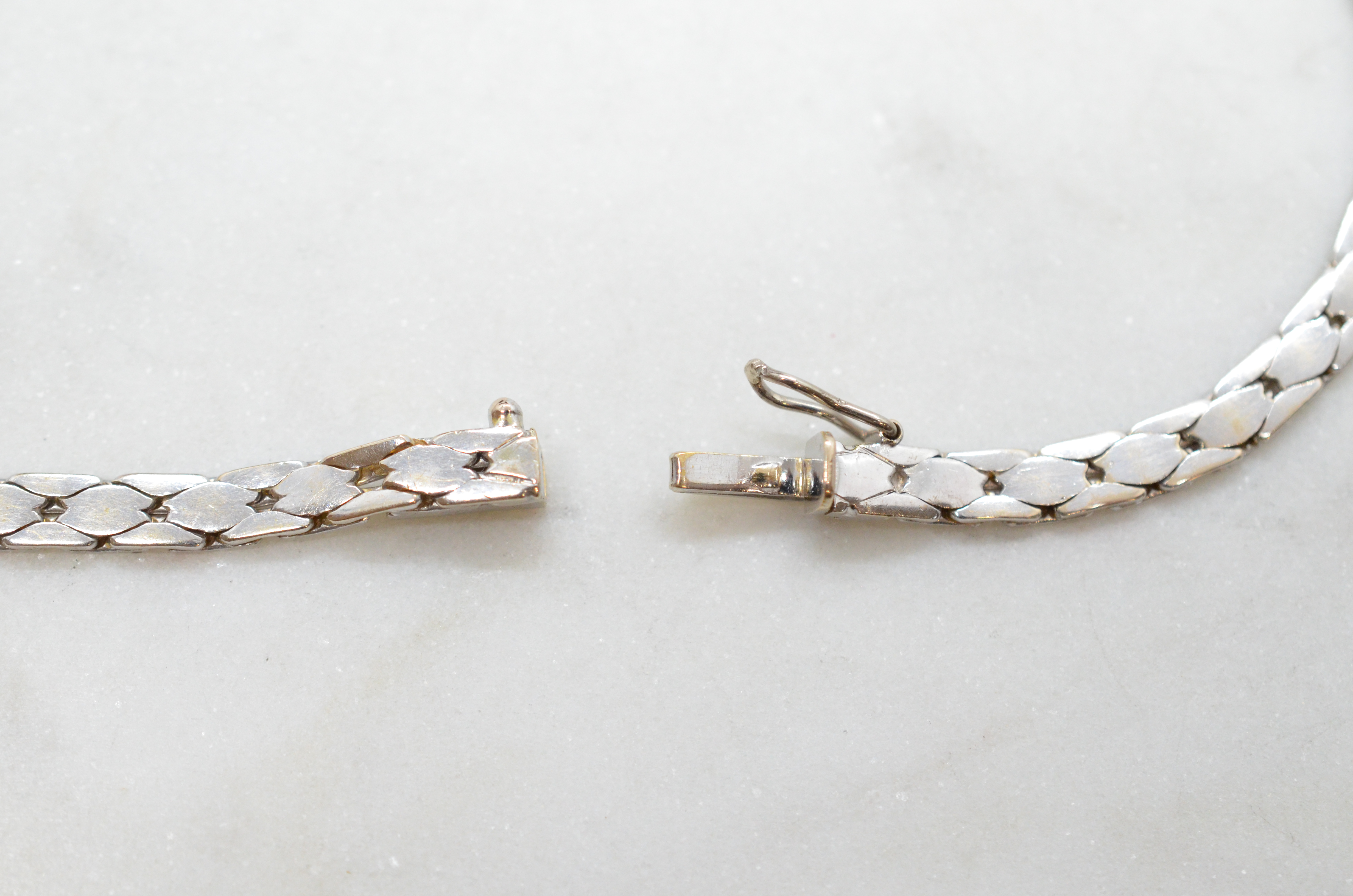 Vintage 18k diamanthalsband i vitguld - 3