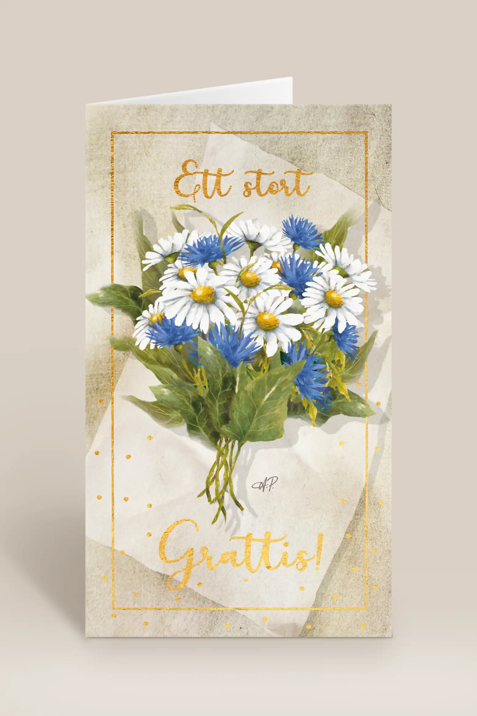 A "Congratulations" Card Bouquet in Blue and White