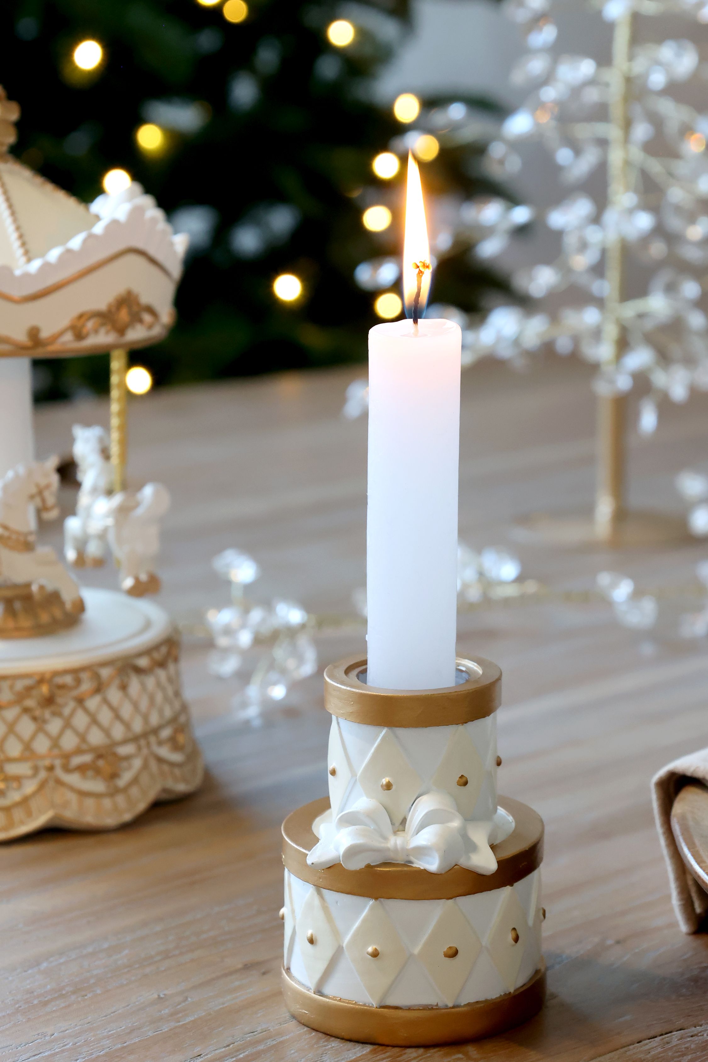 Noël Ljusstake Med Rosett - 4