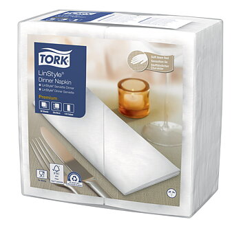 Tork LinStyle® Middagsservett Vit 1/8-vikt Industriellt komposterbar