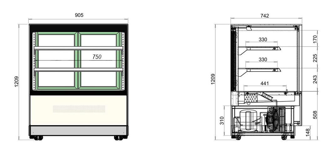 Kyldisplay LPD900F Tefcold, 900 svart/rostfri - 9