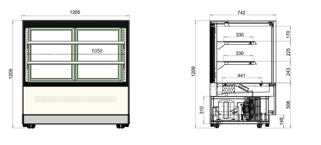 Kyldisplay LPD1200F Tefcold, 1200 svart/rostfri - 7