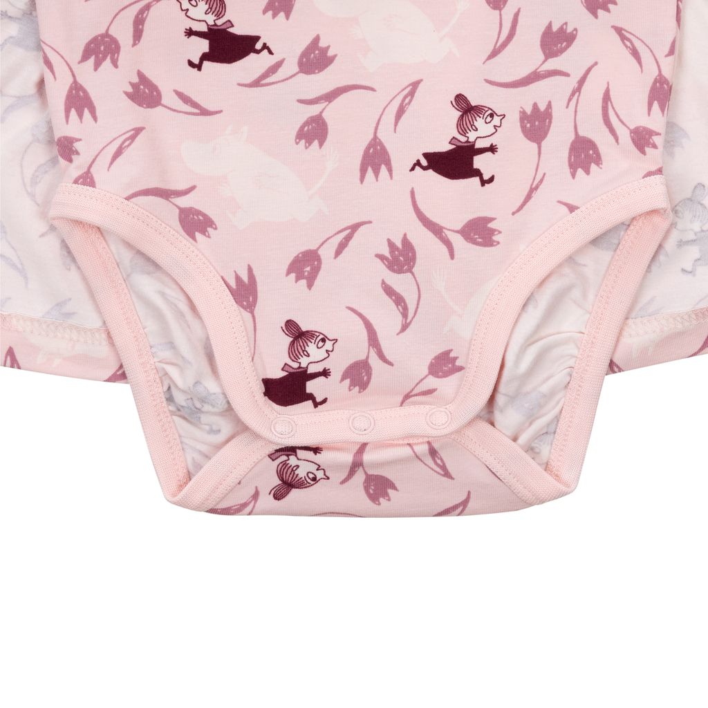 Moomin Baby Romper - Floral Print, Pink - 2