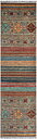 Produktbild helbild av handknuten Samarkand gångmatta 79x294 cm i ull, med färgglada ränder och orientaliska mönster.