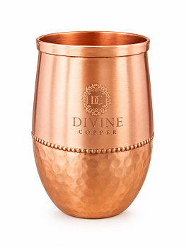 Pure Copper Glass Drop Half 250ml, Set of 2, Divine Copper