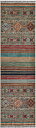 Produktbild helbild av Samarkand 81x282 cm, handknuten afghansk gångmatta med ljus botten och färgade ränder och medaljonger.