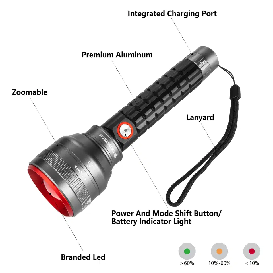 SWISSTECH lampa toll 1000 lumen, uppladdningsbar  - 6