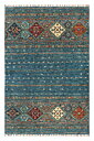 Produktbild helbild av Samarkand Blå 120x182 cm, handknuten afghansk ullmatta med blå botten och orientaliska medaljonger.