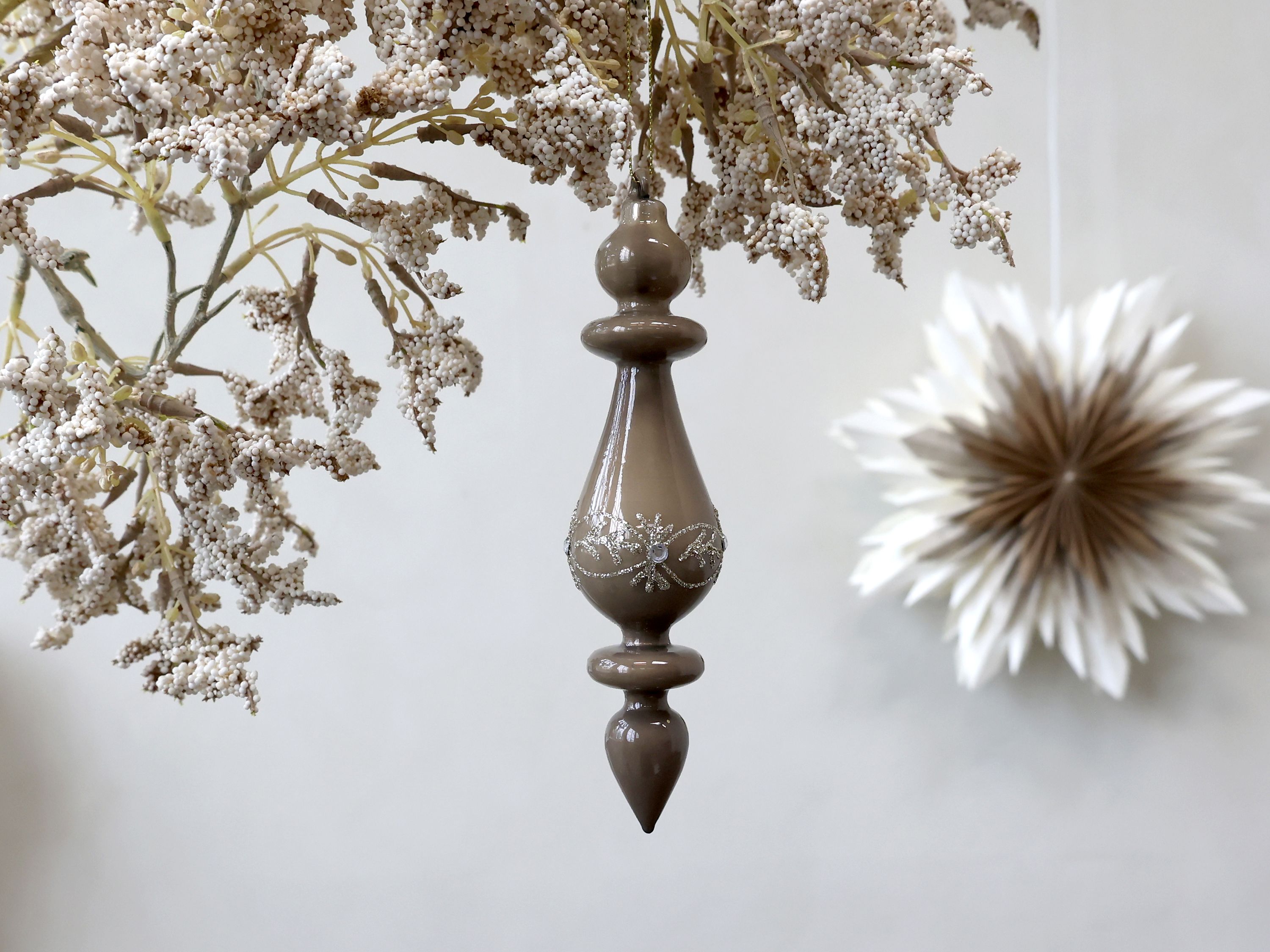 Ornament I Glas m Glitter - Latte
