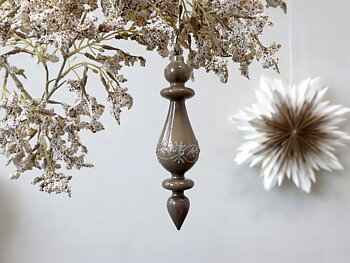 Ornament I Glas m Glitter - Latte