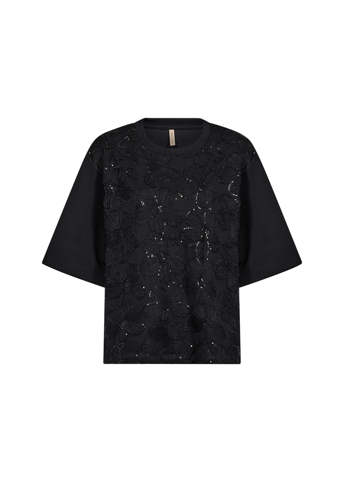 SC-BANU 345 T-shirt Svart Top med Paljettapplikation - 4