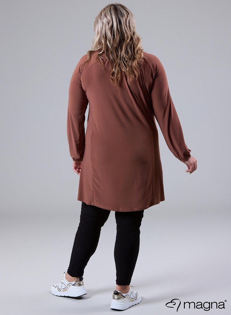 Tunika med nyckelhålsknäppning, brun  - 3