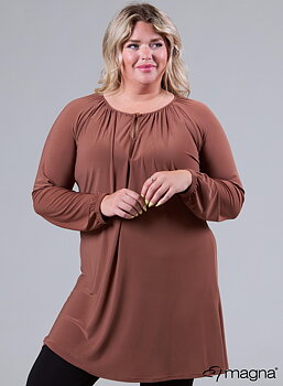 Tunika med nyckelhålsknäppning, brun 