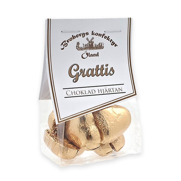 Chokladhjärtan "Grattis", Brobergs konfektyr, 50 g