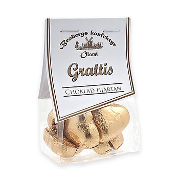 Chokladhjärtan "Grattis", Brobergs konfektyr, 50 g
