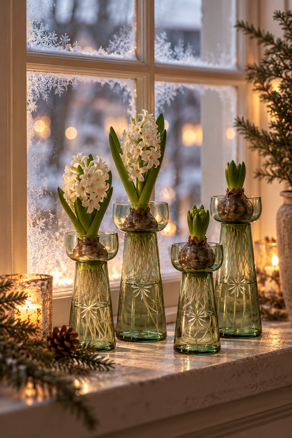 Hyacintvas - Lökvas - Glasvas - Grön - Liten - 5