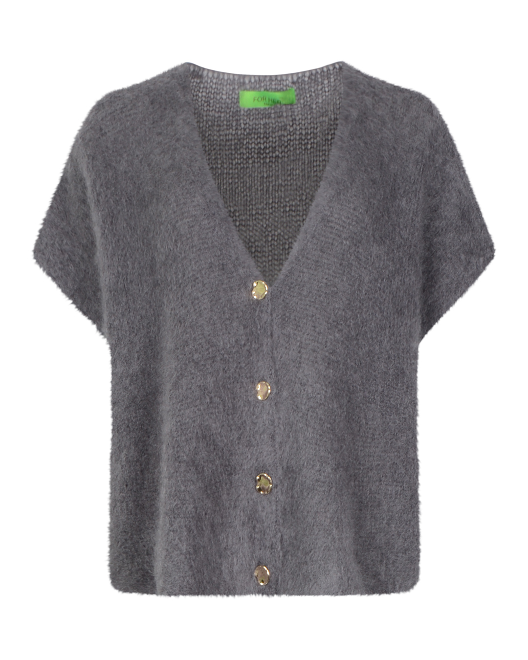 Väst Freja oversize onesize silverknappar grå - 2