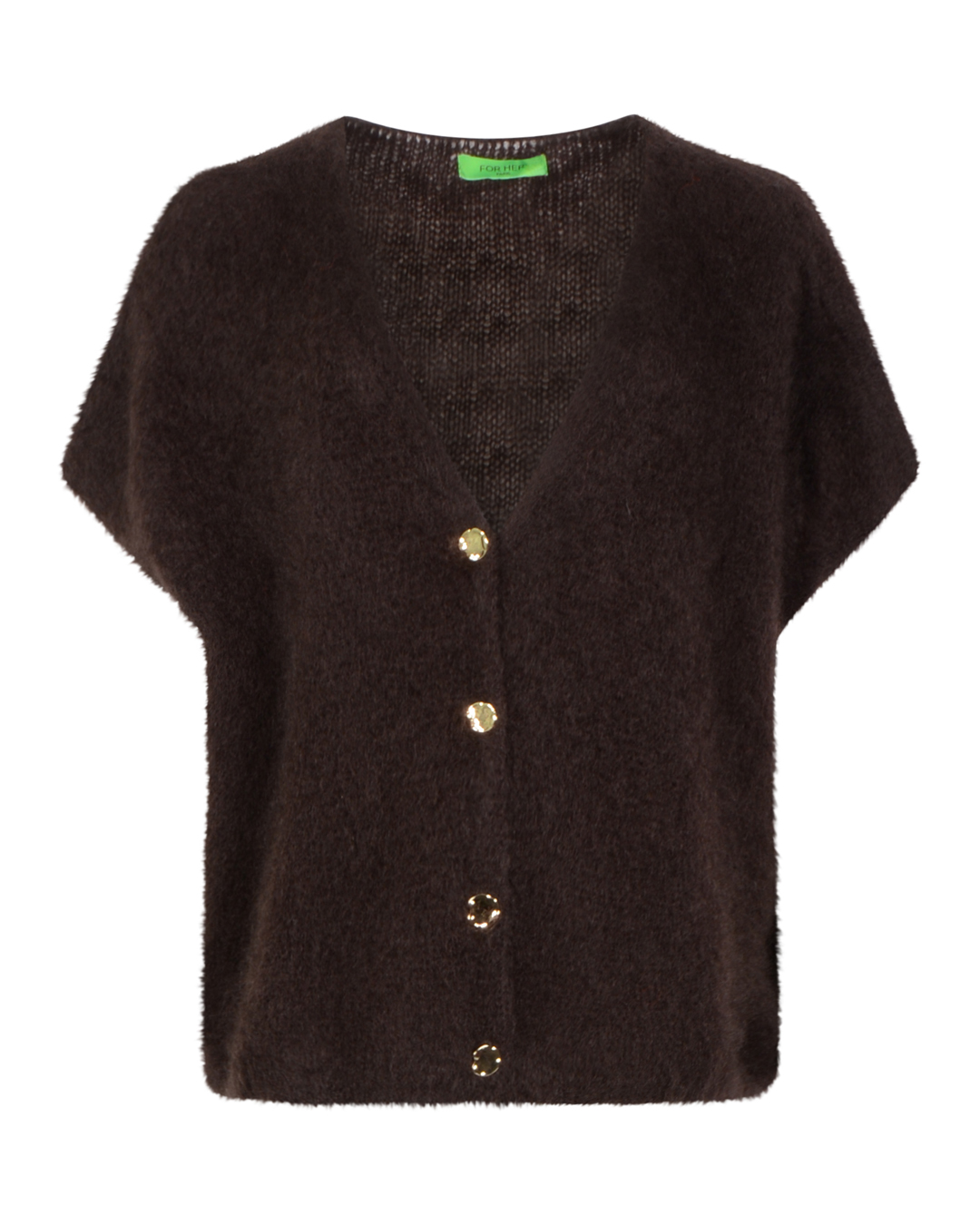 Väst Freja oversize onesize silverknappar brun - 2
