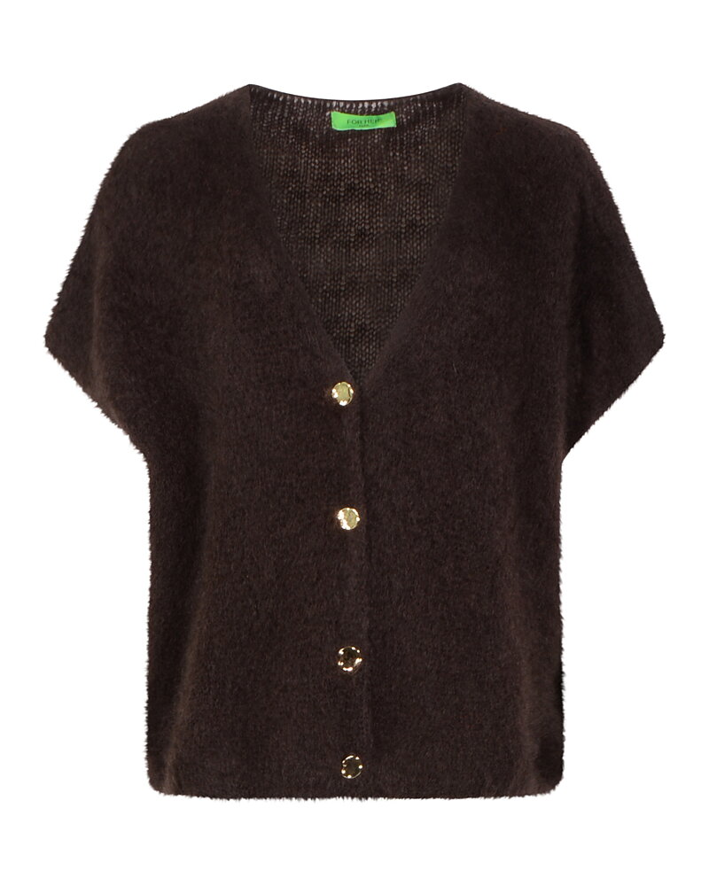 Väst Freja oversize onesize silverknappar brun