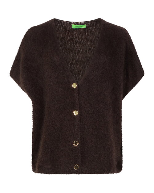 Väst Freja oversize onesize silverknappar brun - 2