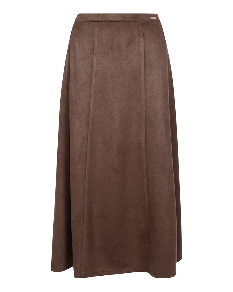 Kjol Ivana klockad mockaimitation brun