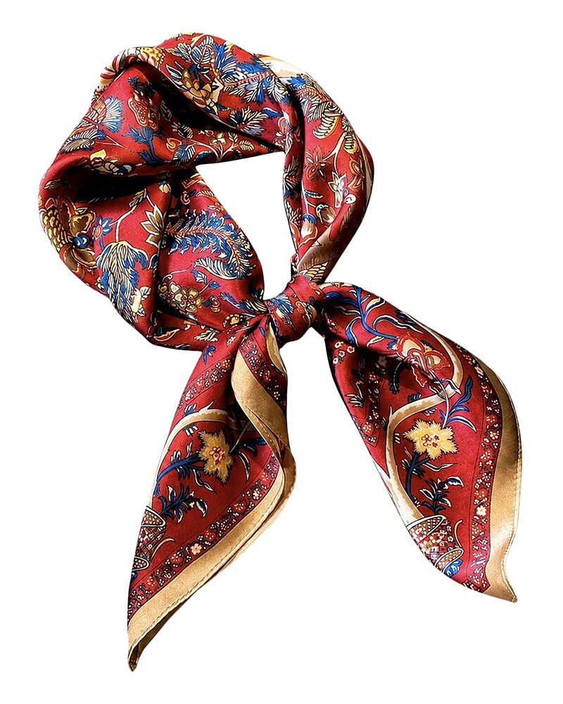 Sidenscarf Clancy mönstrad röd/blå/beige