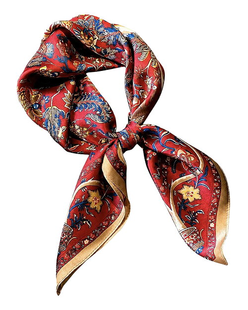 Sidenscarf Clancy mönstrad röd/blå/beige