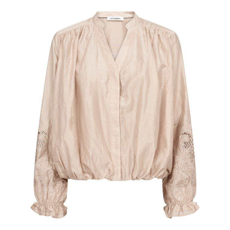 Blus Melin brodyrärmar champagne